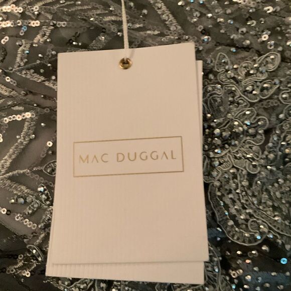 Mac Duggal 20189 Womens Illusion Long Sleeve Wrap Over Gown Dress - Picture 12 of 13